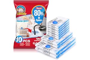 BoxLegend Sacchetti Sottovuoto Vestiti 10 Pezzi, 2L*100x80 + 2M*80x60 + 6S*60x40cm Tipo Spesso Sacchetti Sottovuoto Salvaspazio Riutilizzabili per Contenere Coperte Vestiti Lenzuola Piumoni Cuscini