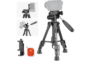 NEEWER Basic Mini Desk Tripod for Camera with 3 Way Pan Tilt Head, Handle & Remote, Metal Portable Table Top Video Tripod with 1/4" Plate for DSLR Camera Camcorder, Max Load 13lb, TP02