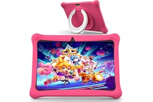 SGIN Android 13 Tablette Enfants, Kids Tablette Tactile 10,1 Pouces avec 4(2+2) Go RAM 64Go ROM, Quad-Core, BT5.2, Kidoz Préinstallé, Contrôle Parental, Tablette Éducative avec Kid-Proof Étui (Rose)