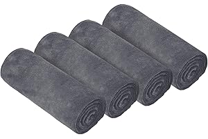 HAGOT 4 Piezas Toalla Microfibra, 75 x 35cm Toalla Gimnasio Secado Rápido, Secado Rápido y Suave Toalla Deporte, para Viajes, Vacaciones, Fitness, Gris Medio