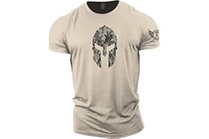 GYMTIER Spartan Helmet Hex Camo - Camiseta de gimnasio para hombre, para culturismo y levantamiento de pesas
