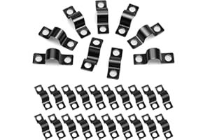 GoldOars 50 Pcs Abrazaderas Metalicas Para Cable Ø 6 mm Mini Acero Inoxidable Clip para Tubo 2 Agujero para la Fijación de Tubos Cables Alambres De Cercas