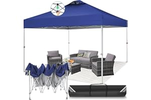 TOOLUCK Tonnelle Pliante 3x3 Imperméable, Barnum Pliant 3x3 avec évents, Tonnelle avec Bande Imperméable, UV 50+, 3 Niveaux de Hauteur réglables Barnum, pour Camping Mariage Plage Festival, Navy Bleu