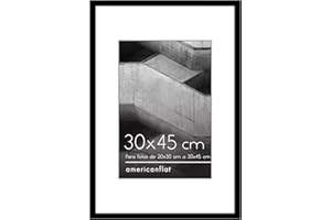 Americanflat Marco de Fotos de 30x45 cm Negro Marco de 20x30 cm con Paspartú o Marco de 30x45 cm Sin Paspartú Marco de Fotos con Molduras Finas y Plexiglás Horizontal o Vertical Marco Pared