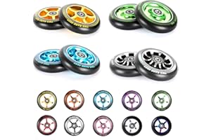 TWO BARE FEET TBF Alloy Series 100mm Stunt Scooter Wheels + ABEC9 // Fit TBF Slamm Razor MGP Grit JD Bug (5 Star Gold Single)