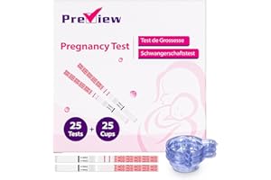 Preview Pregnancy Test Strips 25x Early Pregnancy Tests with Urine Cups 10 MIU/mL 6 Days Early Detection