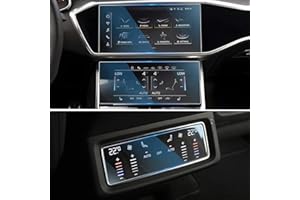 WEIPIN Pellicola protettiva per Aud-i A6/A7 2019-2023 2024, pellicola protettiva per schermo superiore 10,1''+pellicola protettiva per schermo inferiore 8,6''+pellicola per climatizzatore in vetro