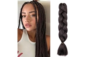Gairyan Extensiones de Pelo Trenzas Africanas 1 Paquete 24" Pelo Sintetico Para Trenzas Natural Crochet Braiding Hair (Marrón Oscuro)