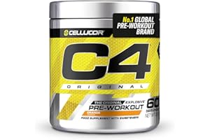 CELLUCOR C4 Original - Odżywka przedtreningowa - Orange Burst | suplement w postaci napoju energetyzującego | 150 mg kofeiny + beta-alanina + monohydrat kreatyny | 60 porcji
