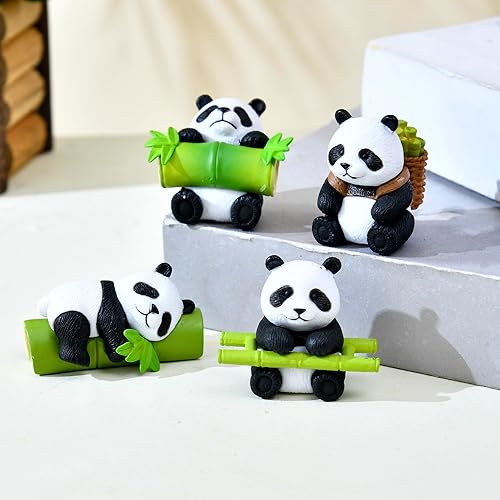 CraftVatika Panda Set Combo of 4 for Table Home Decor, Valentine Panda Miniature Unique Gifts for Boyfriend and Girlfriend Resin Panda Miniature Valentine Decoration Items (4 Pieces, Multicolor)