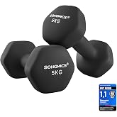 SONGMICS 2 x Neoprene Coated Hex Dumbbells for Strength Training, Fitness and Home