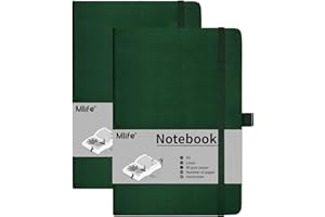 Mlife 2 pack A5 Journal Notizbuch, 192 Seiten, Hardcover mit elastischem Verschlussband und Falttasche (Grün)