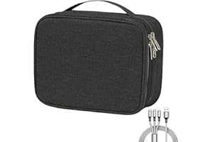 OdiuK Kabeltasche, Elektronische Tasche Mit Datenkabel 3 Layer Kabel Organizer Tasche, Reise Wasserdicht Kabelorganizer Elektronik Zubehör Tasche für Ladegerät Handy Festplatten Powerbank(Schwarz)
