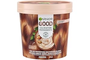 Garnier - Coloration Permanente - Sans Ammoniaque - 90% d'Ingrédients d'Origine Naturelle et Formule Vegan - Beurre de Karité - 100% Couverture Cheveux Blancs - Châtain Doré Cannelle (5.32) - Good