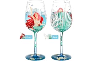NymphFable Copa de Vino Princesa Sirena Pintada a Mano 15oz Regalos de Cumpleaños Personalizados para Mujeres (1 unidad)