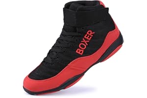 ALEXCHEMIA Zapatillas de Boxeo Unisex,Entrenadores De Combate Zapatos de Lucha Libre para Adultos Niños Adolescentes,Calzado de Boxeo Transpirables,Antideslizante Botas de Boxeo para Mujeres Hombres