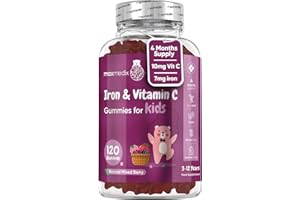 MAXMEDIX Iron & Vitamin C Gummies for Kids - 4 Months Supply - 120 Gummies - Natural Mixed Berry Flavour - Kids Iron for Energy & Immune System - Vegan Supplements - No Aftertaste