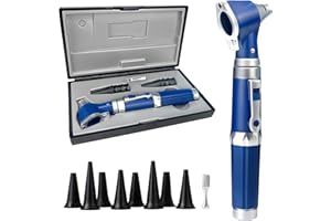 SCIAN Otoscope Kit Sion Avec LED Léger, 3x Zoom, 8 Pointe du miroir Outils de soins auriculaires diagnostiques - Mini Poche Médical Otoscop Set Pour Docteur., Adultes, Pets (Blue)