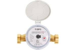 FERRO BFG Compteur d'Eau Froide pour l'Eau Potable à l'Intérieur & à l'Extérieur Maison & Jardin Compact Précis Durable Pression Maximale 16 Bar Température Maximale 50 °C 4m3/h
