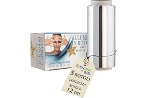 G.M. DISTRIBUZIONE GM 5 Rotoli Meches Alluminio 12 cm Larghezza – 100 m Lunghezza – Stagnola Professionale 15 Micron Parrucchieri – Carta Alluminio Colpi di Sole, Balayage, Decolorazioni, Manicure e Pedicure