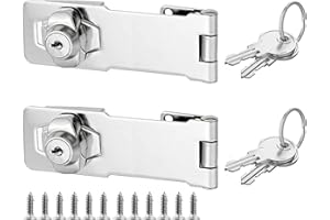 Litensh Cerradura de cerrojo, cerradura de puerta, cerradura de cajón, cerradura de armario, Cierre de Hebilla Candado,Cerrojo de Candado, cerradura de llave (3 pulgadas - Paquete de 2)