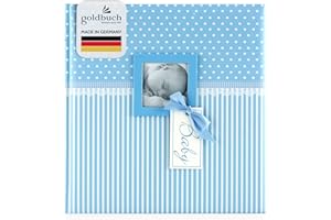 goldbuch 15802 Babyalbum mit Fensterausschnitt, Fotoalbum mit 58 weißen Blankoseiten und 4 illustrierten Seiten, Pergamin-Trennblätter, Kunstdruck, Papier, Sweetheart Blau, 30x31 cm