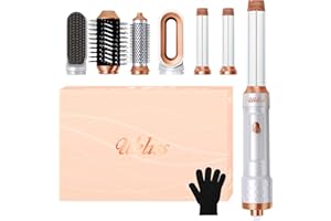 UKLISS Spazzola Asciugacapelli 6 in 1, Air Styler con 6 Accessori: phon spazzola asciugacapelli, spazzola ad aria, spazzola volumizzante asciugacapelli, 3 Temperatura, 2 Velocità e Cool Shot