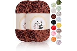 ‎AEELIKE Aeelike Chenille Wolle, 2 x 100 g, Superweichem Häkelgarn für Handweben, Kaffee