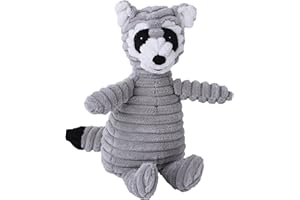 BOLOSHINE BoleShine Hundespielzeug Quietschendes, Zahnreinigendes Hundespielzeug Plüsch Interaktives Spielsachen Kauspielzeug Gefüllte Spielzeug für Welpen, Kleine, Mittlere, Große Hunde (Grauer Waschbär)