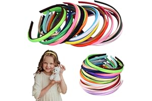 ELITECRAN 30 Stück Satinüberzogenes Stirnband, Satin 1cm Haarreifen, Einfach Haarreife DIY, Thin Satin Headbands, Einfarbige Haarreif, Plastik Haarband für Damen Mädchen (bunt, one size)