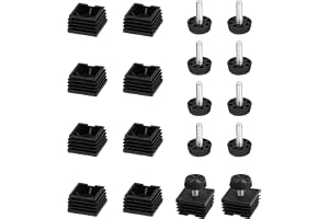 10 st rörpluggar, 30 x 30 mm + M8-fötter från 16–30 mm, plast | Lamellpluggar och gängade pluggar för fyrkantsrör, väggtjocklek 0,5–2 mm, sulhöjd 11 mm, inkl. ändkåpor