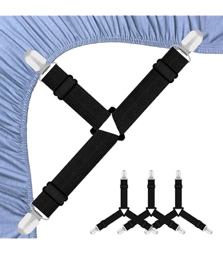 2 Pcs Bed Sheet Clips / Straps - Crisscross Design To Keep Fitted Sheets Tight & Wrinkle-Free-806034