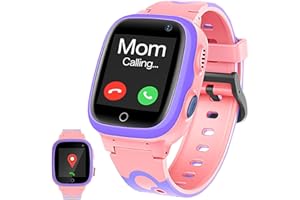VOSO Kids Smart Watch Gift for Boys and Girls Age 3-12, Smartwatches for Children with SOS LBS Tracker Weather Stopwatch Call Camera Touch Screen Math Game Alarm for Kids (Pink)
