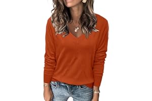TrendiMax Pull pour Femme Col en V Pull en Tricot à Manches Longues Pullover Élégant Sweatshirt Herbest Printemps