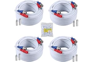 SANNCE 4 x 30m/100FT HD Multifunzioni Cavo Video Sorveglianza Telecamera Analog Kit DVR CCTV BNC RCA DC Alimentatore Sistema di Videosorveglianza Colore Bianco
