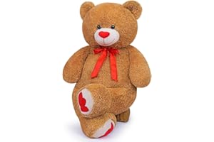 Sausudols Orso di Peluche Giant Teddy XL Orsacchiotto Grande 110 cm Peluche Orsetto con naso a forma di cuore Regalo per Compleanno Natale e San Valentino Marrone scuro