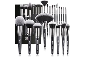BEILI Brochas de Maquillaje Set, 25 PCS Brochas de Maquillaje Profesional, Brochas de Maquillaje Ojos, Para Cara y Ojos, Pinceles Sintéticos Para Correctores en Polvo de Base Blush Eyeshadow