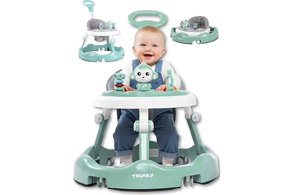 Twinky® Trotteur avec ensemble de jeu et tapis de sol - Aide à la marche robuste avec 4 positions réglables - Idéal comme aide à la marche pour les premiers pas de votre enfant - Vert menthe