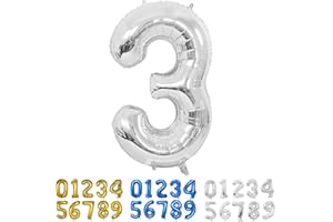 YOYOIN Luftballon 3. Geburtstag Zahlen Luftballon, Silber Folienballon in 40" - 100cm Geburtstag Zahlen Luftballon 3 Jahre Geburtstagsdeko Zahlenballons für Kinder Junge 3. Geburtstagsparty Deko