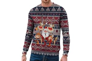 Oanviso Uomo Natale Maglioni Top Moda Felpe Girocollo Manica Lunga Babbo Natale Stampa Divertente Pullover Sciolto Comfort Casual Maglione Inverno Pullover Streetwear
