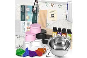 BOYUJK DIY Kerzen selber machen Set, Kerzenherstellung Kit, Kerzen gießen Zubehör Set - Kerzen Schmelztopf 500ml, 500G Sojawachs, 6 Kerzendosen,4 Duftöl,4 Farbblöcken,100 Candle Wicks