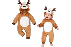 Beipegin Disfraz Reno Bebe Niño Niña Recién Nacido Mono la Primera Navidad Disfraz Navidad Ropa Papa Noel 0-24 Meses