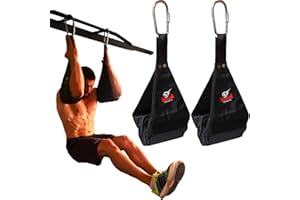 ARMAGEDDON SPORTS Premium Ab Slings Straps - Rip-Resistant Heavy Duty Pair for Pull Up Bar Hanging Leg Raiser Fitness with Big D-ring Steel Quick Connectors, Superb Arm Padding for Abdominal Training Workout Equipment