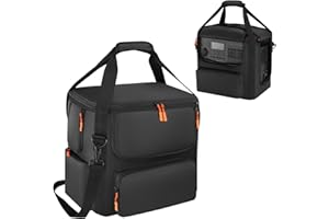 CXINESBAG Portable Power Storage Bag Compatible with BLUETTI AC180,Soft Carrying Bag with Side Zipper,Generator Covers for AC180 with Multi-pockets,Power Station Travel Bag with Padded(black, without wheels)