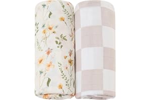 LEBZE LifeTree Mantas Muselina Bebé, Súper Suave Mantas Envolventes de Muselina, Bambú Algodón Manta Verano Bebe 120x120 cm, Pack de 2