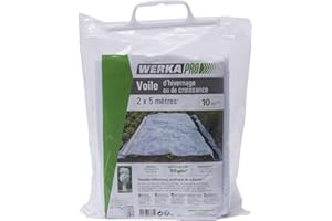 WERKA PRO, Voile d'hivernage blanc 60g/m² pour protéger vos plantes du froid, favorise leur croissance, perméable à l'air et à l'eau, dimensions 2 x 5 m, couleur blanche.