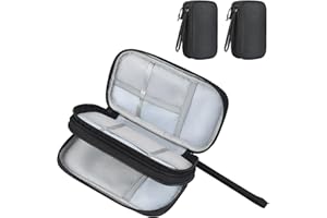 aceyoon 2 pezzi Organizer Cavi da Viaggio, Borsa Organizer Impermeabile, Doppia Custodia Portatile per Cavi per Dispositivi Elettronici, di Ricarica USB Powerbank Accessori Elettronici, Nero