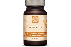 ‎KALA HEALTH Kala Health Vitamin E - Einzigartige Formel mit allen 8 Tocopherolen und Tocotrienolen - 60 Vitamin E8 T8 Antioxidantien für Haar, Haut & Anti-Aging - GMO & PAK-frei - Hergestellt in der EU