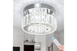 Cainjiazh Crystal Ceiling Light Modern Flush Mount Round LED Ceiling Lamp Mini Crystal Chandelier with Remote Ceiling Lights Fixture Chandelier for Living Room Bedroom Dining Room(Dimmable