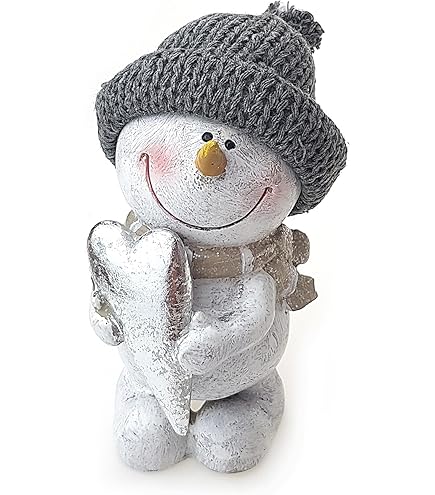 Figurine De Bonhomme De Neige En Pomme De Pin - Décoration De Table D'Hiver Et Noël - Taille M - Effet Paillettes Blanc